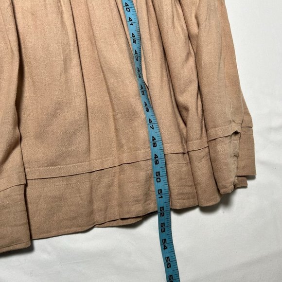 Anthropologie The Somerset Flowy Maxi Dress Linen Tiered Tan Light Brown XSP - Picture 9 of 15